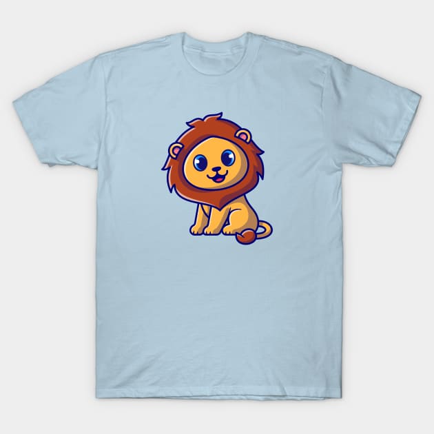 Cute Baby Lion Sitting Cartoon T-Shirt by Catalyst Labs